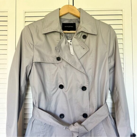 NWT Banana Republic Gray Trench Coat - Picture 3 of 15
